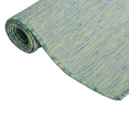 Berkfield Home Outdoor Flatweave Rug 140x200 cm Turquoise in Black - Size: Medium - thumbnail 3