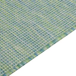 Berkfield Home Outdoor Flatweave Rug 140x200 cm Turquoise in Black - Size: Medium - thumbnail 4