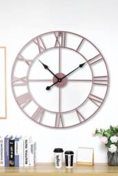 Living and Home 60cm Dia Rose Gold Roman Numeral Skeleton Wall Clock - thumbnail 1