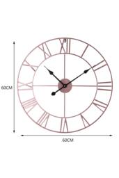 Living and Home 60cm Dia Rose Gold Roman Numeral Skeleton Wall Clock - thumbnail 6