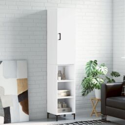 Berkfield Home Highboard White 34.5x34x180 cm Engineered Wood - thumbnail 1