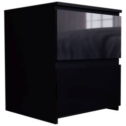 HD Designs Glinton 'HIGH GLOSS 2 Drawer Bedside Chest' Storage Bedroom Furniture in Black - thumbnail 8