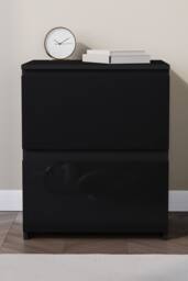 HD Designs Glinton 'HIGH GLOSS 2 Drawer Bedside Chest' Storage Bedroom Furniture in Black - thumbnail 3