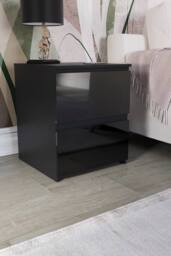 HD Designs Glinton 'HIGH GLOSS 2 Drawer Bedside Chest' Storage Bedroom Furniture in Black - thumbnail 1