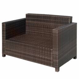 STILVORA Two Seater Sofa with Rattan Finish & Cushions in Brown - thumbnail 4