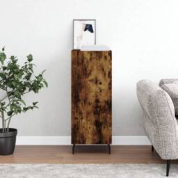 Berkfield Home Sideboard Smoked Oak 34.5x34x90 cm Engineered Wood in Brown - thumbnail 2