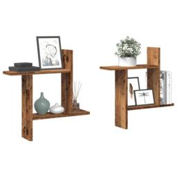 Berkfield Home Wall Shelves 2 pcs Old Wood 50x12x50 cm Engineered Wood in Brown - Size: 50 x 12 x 50 cm - thumbnail 1