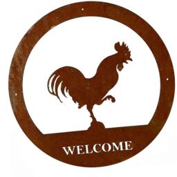 Poppyforge Cockerel Large Wall Art, with Text - Steel - W49.5 x H49.5 cm - BM/RtR in Brown - thumbnail 2