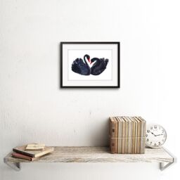 "Artery8 Wall Art Print Black Swans Painting Art Framed 9x7 inch - Size: W7"" x H9""" - thumbnail 2