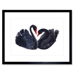 "Artery8 Wall Art Print Black Swans Painting Art Framed 9x7 inch - Size: W7"" x H9""" - thumbnail 1