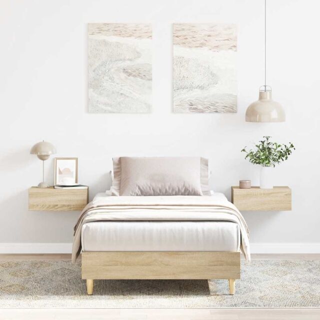 Berkfield Home Bed Frame No Mattress Sonoma Oak 75x190 cm Small Single Engineered Wood in Brown - image 1