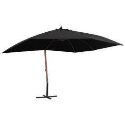 Berkfield Home Hanging Parasol with Wooden Pole 400x300 cm Black - thumbnail 1