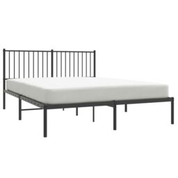 Berkfield Home Metal Bed Frame with Headboard Black 150x200 cm King Size - thumbnail 3