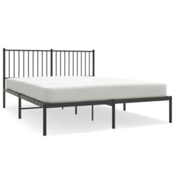 Berkfield Home Metal Bed Frame with Headboard Black 150x200 cm King Size - thumbnail 2