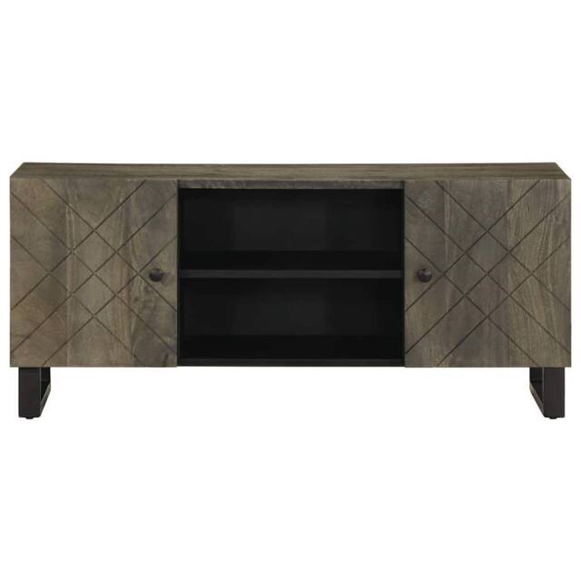 Berkfield Home TV Cabinet Black 105x33x46 cm Solid Wood Mango - Size: 105 x 33 x 46 cm - image 1