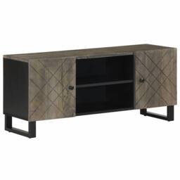 Berkfield Home TV Cabinet Black 105x33x46 cm Solid Wood Mango - Size: 105 x 33 x 46 cm - thumbnail 2