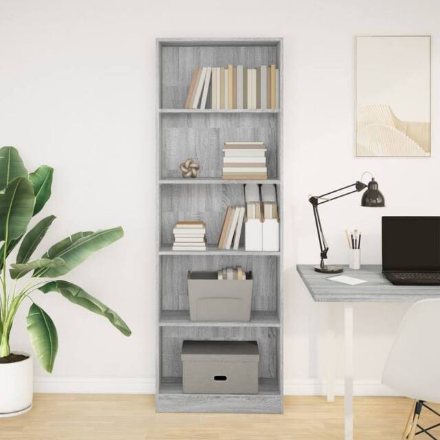 Berkfield Home Decorative Bookcase Grey Sonoma 60x24x176 cm Engineered Wood - Size: 60 x 24 x 176 cm - image 1