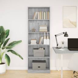 Berkfield Home Decorative Bookcase Grey Sonoma 60x24x176 cm Engineered Wood - Size: 60 x 24 x 176 cm - thumbnail 1
