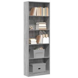 Berkfield Home Decorative Bookcase Grey Sonoma 60x24x176 cm Engineered Wood - Size: 60 x 24 x 176 cm - thumbnail 2