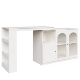 BTM 360° rotating bar table with storage cabinet & glass door in White - thumbnail 8