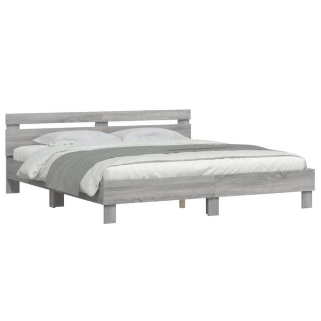 Berkfield Home Durable Bed Frame with LED without Mattress Grey Sonoma 180x200 c - Size: Super King - image 1