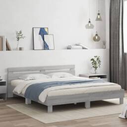 Berkfield Home Durable Bed Frame with LED without Mattress Grey Sonoma 180x200 c - Size: Super King - thumbnail 2