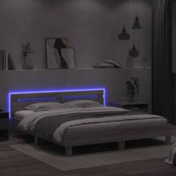 Berkfield Home Durable Bed Frame with LED without Mattress Grey Sonoma 180x200 c - Size: Super King - thumbnail 4
