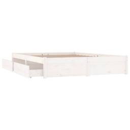Berkfield Home Bed Frame with Drawers White 150x200 cm King Size - thumbnail 7