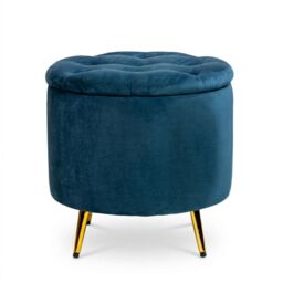 Madison & Mayfair Blue Brooklyn Velvet Ottoman Stool with Gold Legs - thumbnail 3