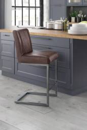 Julian Bowen Brooklyn Upholstered Bar Stool (Set of 2) in Brown - thumbnail 1