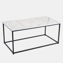 OHS Manhattan Coffee Table with Metal Frame Living Room Home Decor in White - thumbnail 5