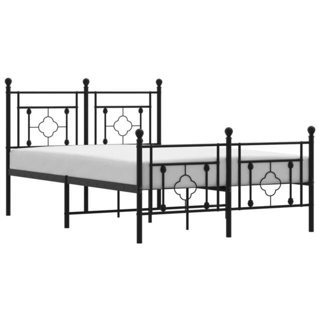 Berkfield Home Metal Bed Frame without Mattress with Footboard Black 120x190cm - Size: 120x190 cm - image 1