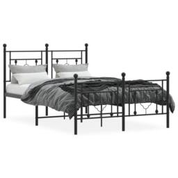 Berkfield Home Metal Bed Frame without Mattress with Footboard Black 120x190cm - Size: 120x190 cm - thumbnail 3