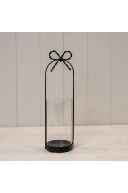 KDMD Small Black Metal Candle Holder with Bow - image 1