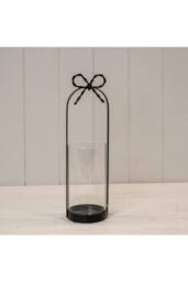 KDMD Small Black Metal Candle Holder with Bow - thumbnail 1