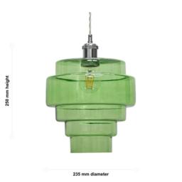 First Choice Lighting Set of 2 Benson - 5 Tier Green Glass Easy Fit Pendant Lightshades - thumbnail 8