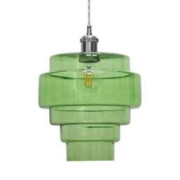 First Choice Lighting Set of 2 Benson - 5 Tier Green Glass Easy Fit Pendant Lightshades - thumbnail 4