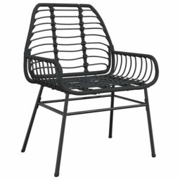 Berkfield Home 7 Piece Garden Dining Set Black Poly Rattan Glass - thumbnail 4