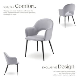 tectake Dining Chair Sasha Set Of 2 - Light Grey - Size: 2 Pack - thumbnail 3
