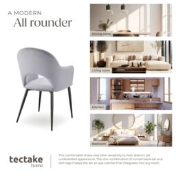 tectake Dining Chair Sasha Set Of 2 - Light Grey - Size: 2 Pack - thumbnail 7