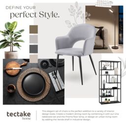 tectake Dining Chair Sasha Set Of 2 - Light Grey - Size: 2 Pack - thumbnail 8