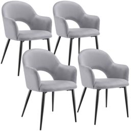 tectake Dining Chair Sasha Set Of 2 - Light Grey - Size: 2 Pack - thumbnail 1