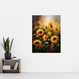 Artery8 Wall Art Print Sunflower Field Vibrant Oil Painting Yellow Orange Green Large Flower Summer Blooms Nature Colourful Bright Floral Modern - thumbnail 4