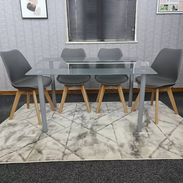 KOSY KOALA Modern Dining Table Set with 4 Grey Chairs Dining Room Furniture - image 1