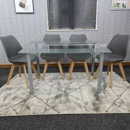 KOSY KOALA Modern Dining Table Set with 4 Grey Chairs Dining Room Furniture