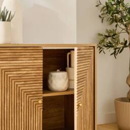 CALICOSY EDEN 2-Door Sideboard With Slatted Fronts in Brown - thumbnail 4