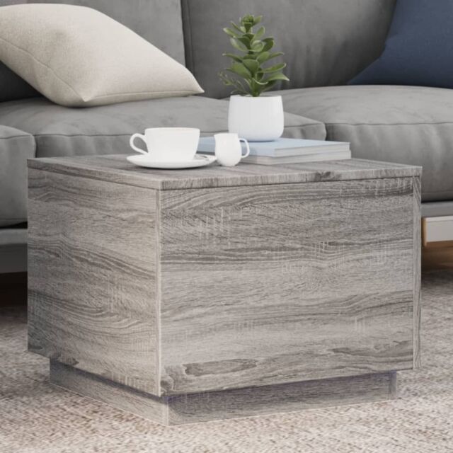 Berkfield Home Coffee Table with LED Lights Grey Sonoma 50x50x40 cm - Size: 50 x 50 x 40 cm - image 1