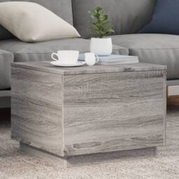 Berkfield Home Coffee Table with LED Lights Grey Sonoma 50x50x40 cm - Size: 50 x 50 x 40 cm - thumbnail 1