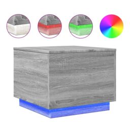 Berkfield Home Coffee Table with LED Lights Grey Sonoma 50x50x40 cm - Size: 50 x 50 x 40 cm - thumbnail 2