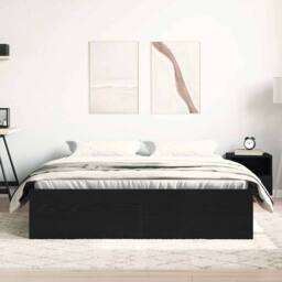 Berkfield Home Bed Frame without Mattress Black Oak 160x200 cm Engineered Wood - thumbnail 3
